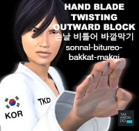 Hand Blade Twisting Outward Block ( 손날 비틀어 바깥막기 sonnal-bitureo-bakkat-makgi )