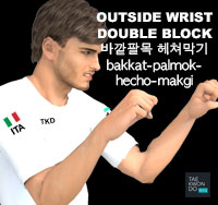 Outside Wrist Double Block ( 바깥팔목 헤쳐막기 bakkat-palmok-hecho-makgi )