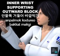 Inner Wrist Supporting Outward Block ( 안팔목 거들어 바깥막기 anpalmok-kodureo-bakkat-makgi )