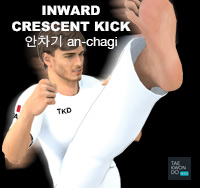 Inward Crescent Kick ( 안차기 an-chagi )