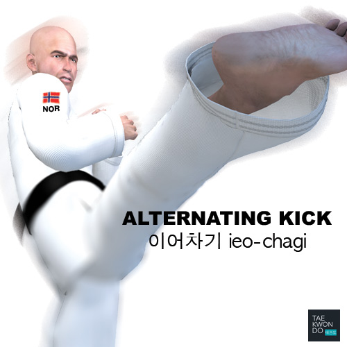 Alternating Kick ( 이어차기 ieo-chagi )