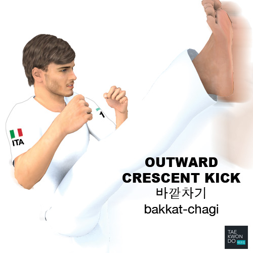 Outward Crescent Kick ( 바깥차기 bakkat-chagi )