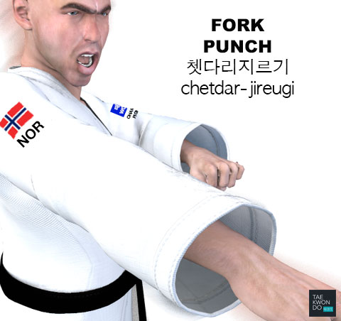 Fork Punch ( 쳇다리지르기 chetdar-jireugi )