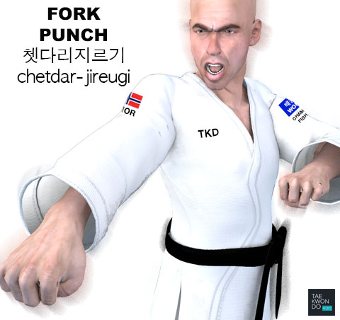 Fork Punch ( 쳇다리지르기 chetdar-jireugi )