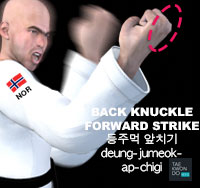 Back Knuckle Forward Strike ( 등주먹 앞치기 deung-jumeok-ap-chigi )