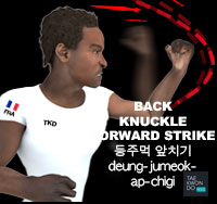 Back Knuckle Forward Strike ( 등주먹 앞치기 deung-jumeok-ap-chigi )