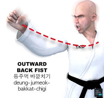 Outward Back Fist ( 등주먹 바깥치기 deung-jumeok-bakkat-chigi )