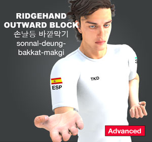 Ridgehand Outward Block ( 손날등 바깥막기 sonnal-deung-bakkat-makgi )