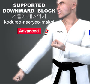 Supported Downward Block ( 거들어 내려막기 kodureo-naeryeo-makgi )